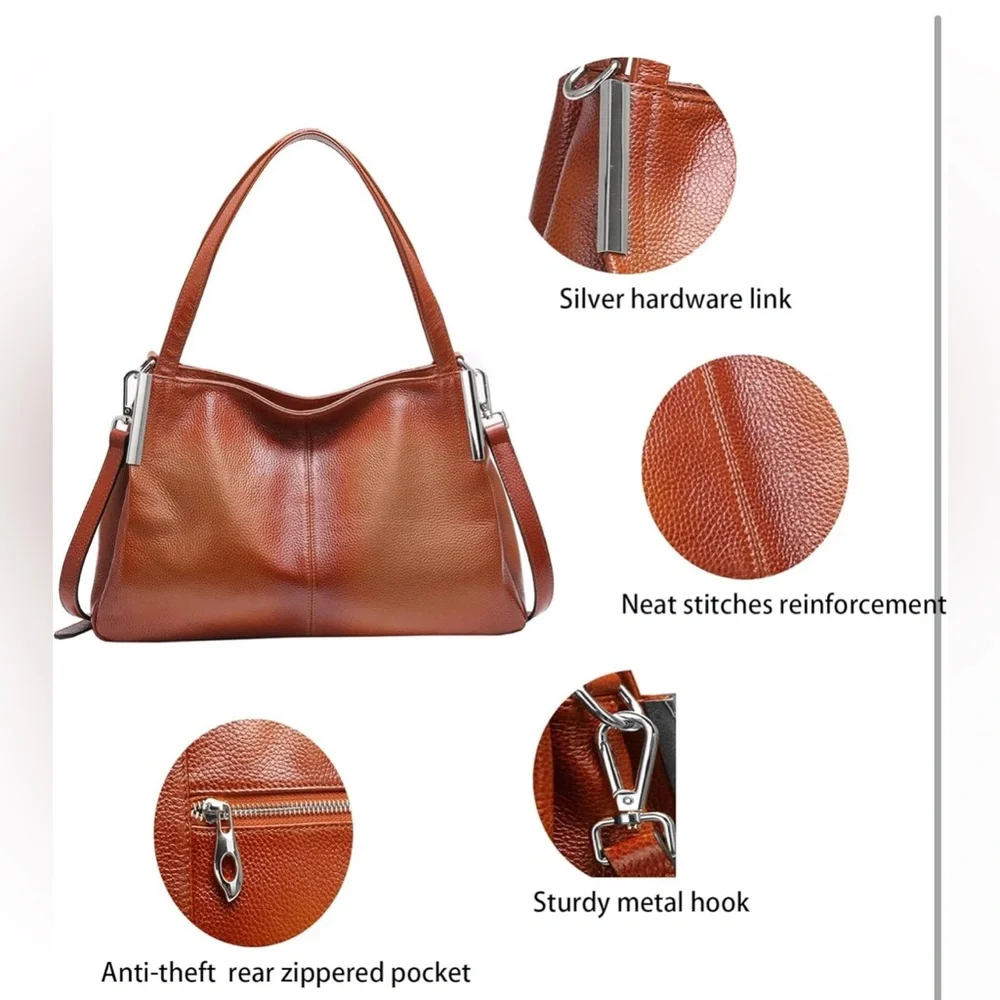 Chic Brown Leather Shoulder Bag - Picture 5 of 14